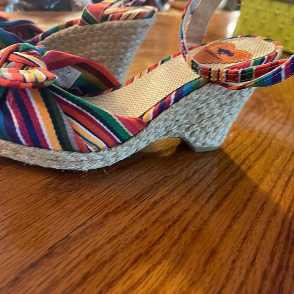 Vintage Rocket Dog Multicolor Bow Ankle Strap Bow Wedge Heel - Picture 6 of 6